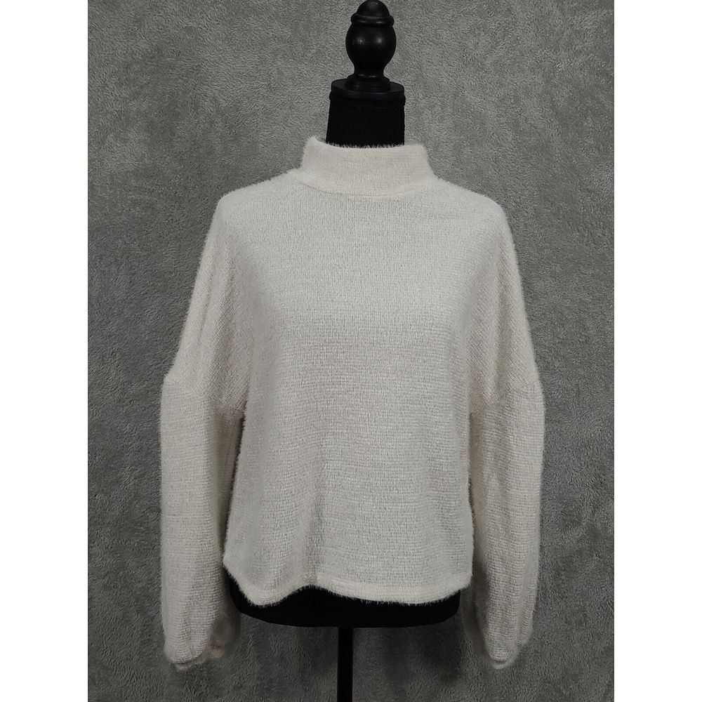 Sanctuary Womens Sweater Size M Cream Popover Eyelash Knit Balloon Sleeve